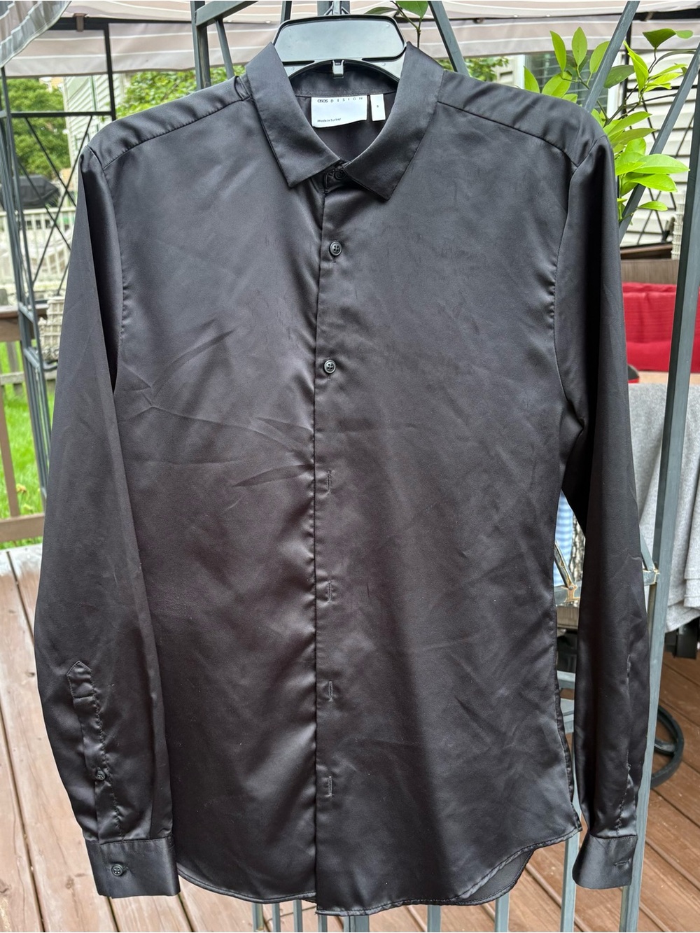 ASOS Black Satin-Look Long Sleeve Dress Shirt